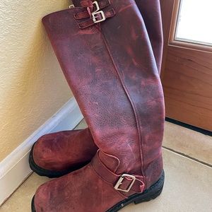 John Fluevog Bond Girl Wine Leather Boots
